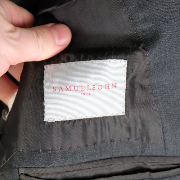 Samuelsohn Blazer Mens 42S Gray Two Button Double Vent Harry Rosen Super 100S - Picture 13 of 15